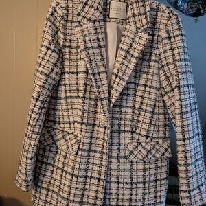 Bagatelle Women's Black and White Plaid Jacket